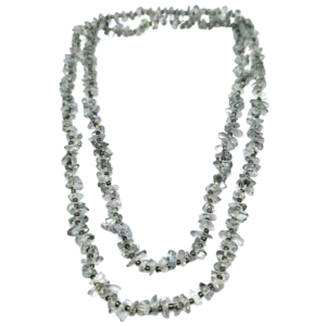 Monkvilla Elegant Smoky Quartz Chip Bead Necklace with Gun Metal Seed Bead Spacers