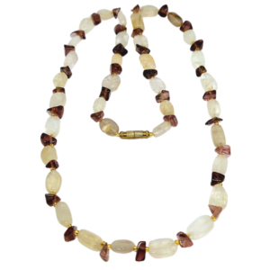 Monkvilla Elegant Stone Necklace with Bronze Chip Bead and Yellow Spacers