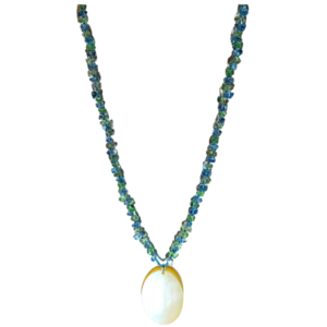 Monkvilla Jaipuri Uncut Bead Necklace with pipe bead spacers and Conch Pendent