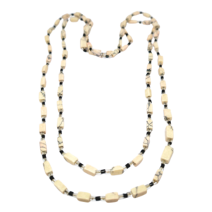 Monkvilla Dainty Faux Howlite Necklace with Black and Crystal Spacers