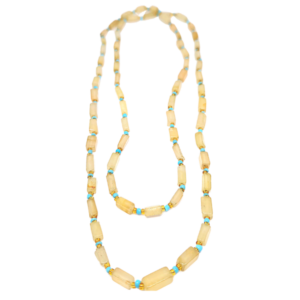 Monkvilla Dainty Stone Necklace with Sky Blue and Yellow Spacers