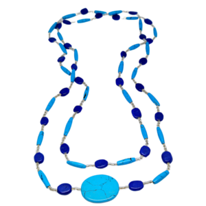 Monkvilla Elegant Faux Turquoise and Lapis Necklace